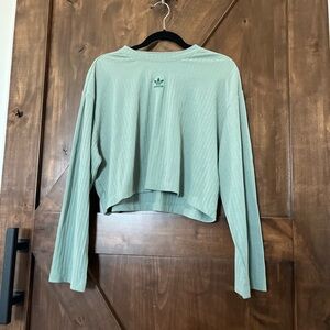 Adidas Women's Mint Green Cropped Sweatshirt